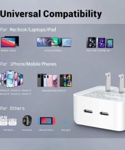Alternative view of Cargador Rápido Dual USB-C de 35W – Genérico