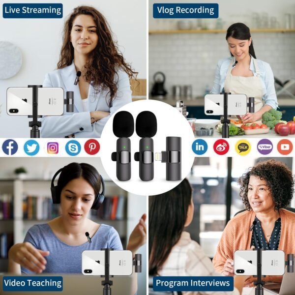 Pack de 2 Micrófonos Inalámbricos Lavalier Profesionales - Imagen 4