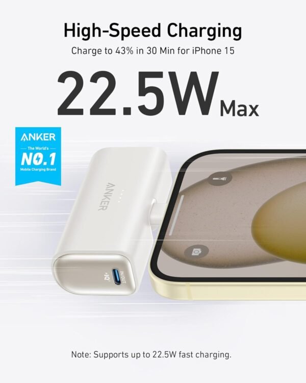 Anker Nano Power Bank con Conector USB-C Integrado – Cargador Portátil 5,000mAh 22.5W - Imagen 5