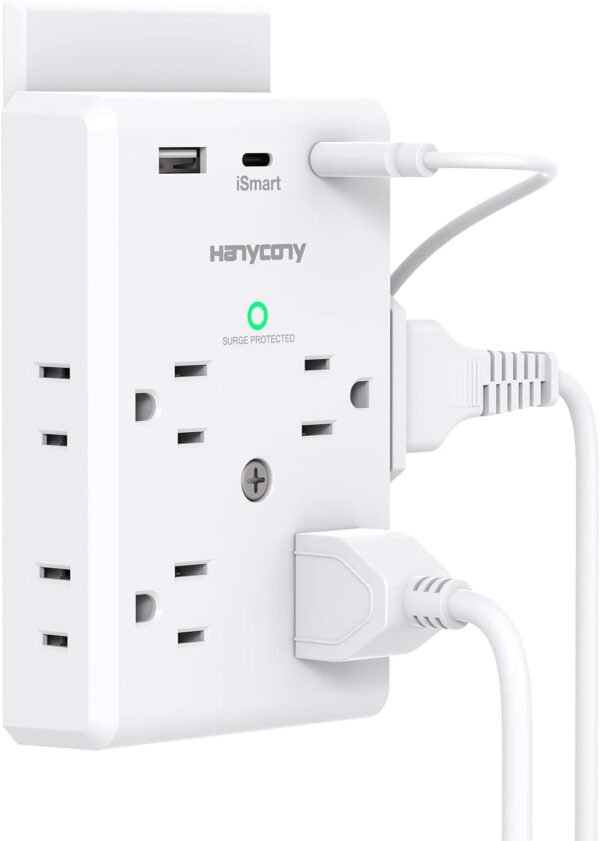 Extensor de Corriente  Múltiple de 8 Salidas con Puertos USB-C