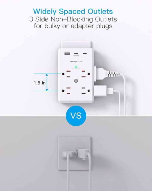 Extensor de Corriente  Múltiple de 8 Salidas con Puertos USB-C - Imagen 5