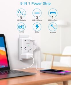Alternative view of Extensor de Corriente  Múltiple de 8 Salidas con Puertos USB-C