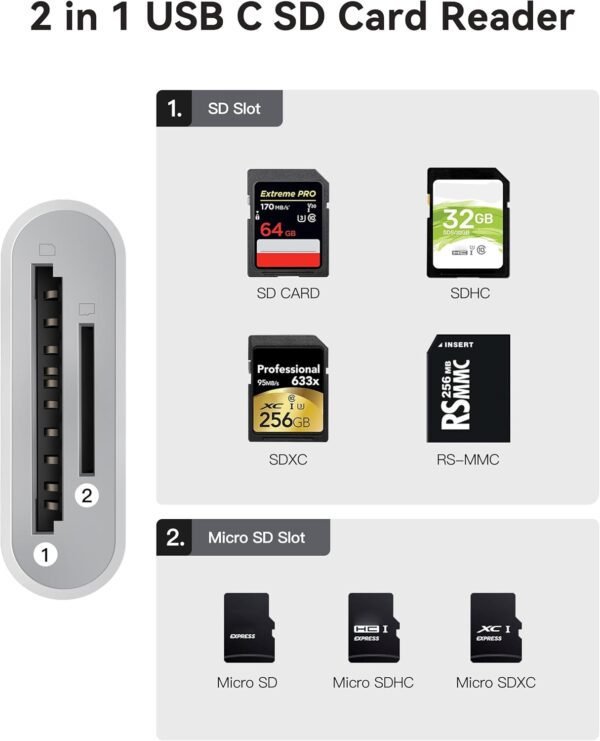 Lector de Tarjetas SD USB-C – Adaptador de Alta Velocidad con Doble Ranura. - Imagen 2