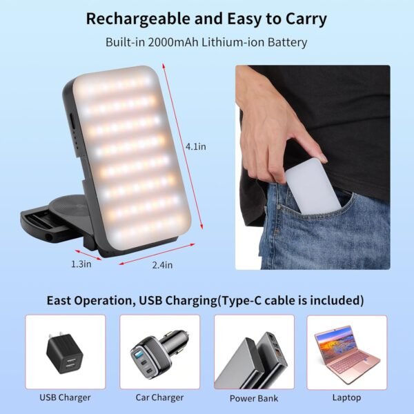 Iluminación LED Portátil NEWMOWA Luz Multifuncional para Selfies - Imagen 2