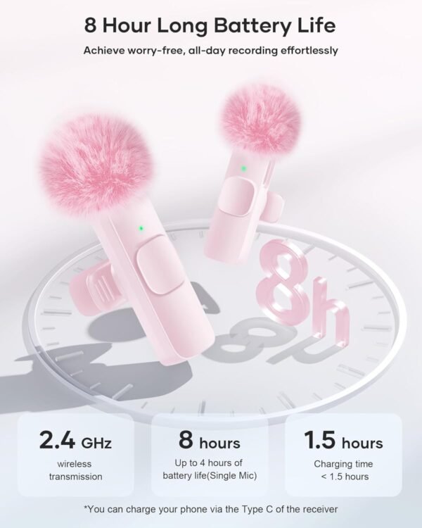 Pack de 2 Micrófonos Inalámbricos Rosados Lavalier KUKIHO - Imagen 2