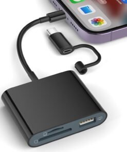 Lector de Tarjetas SD para iPhone con Adaptador USB-C y Lightning