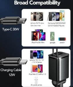 Alternative view of Adaptador de Carga de Carro Retráctil 4-en-1 USB-C 69W