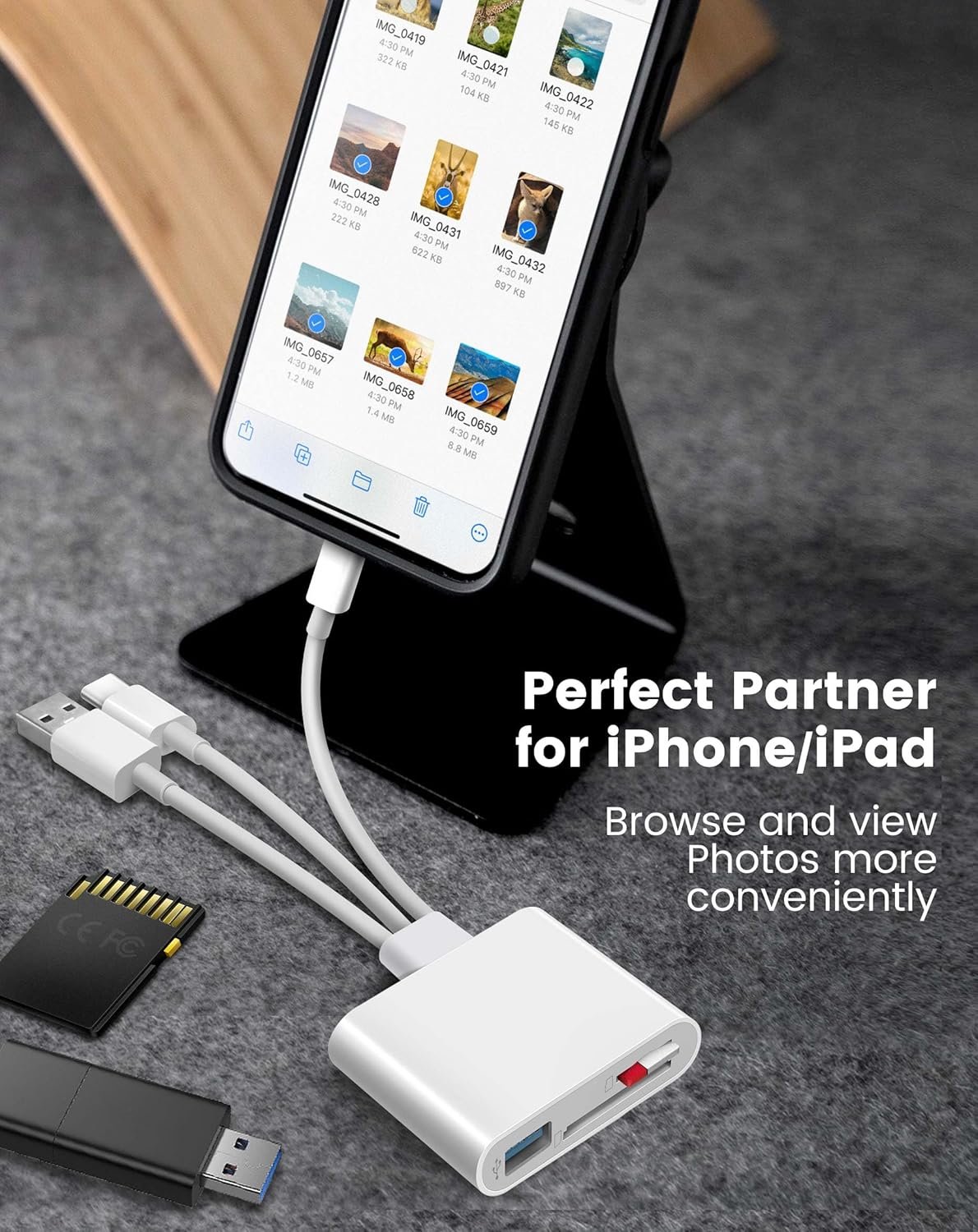 Lector de Tarjetas SD 3-en-1 para iPhone, iPad y Mac - Imagen 6