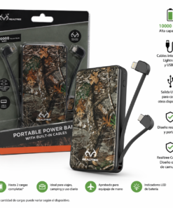 Alternative view of Power Bank Realtree 10000mAh con Cables Integrados Lightning y USB-C Camuflaje (batería portátil)