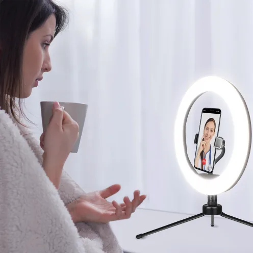 ADURO TRÍPODE DE ESCRITORIO CON ARO DE LUZ DE 10 PULGADAS