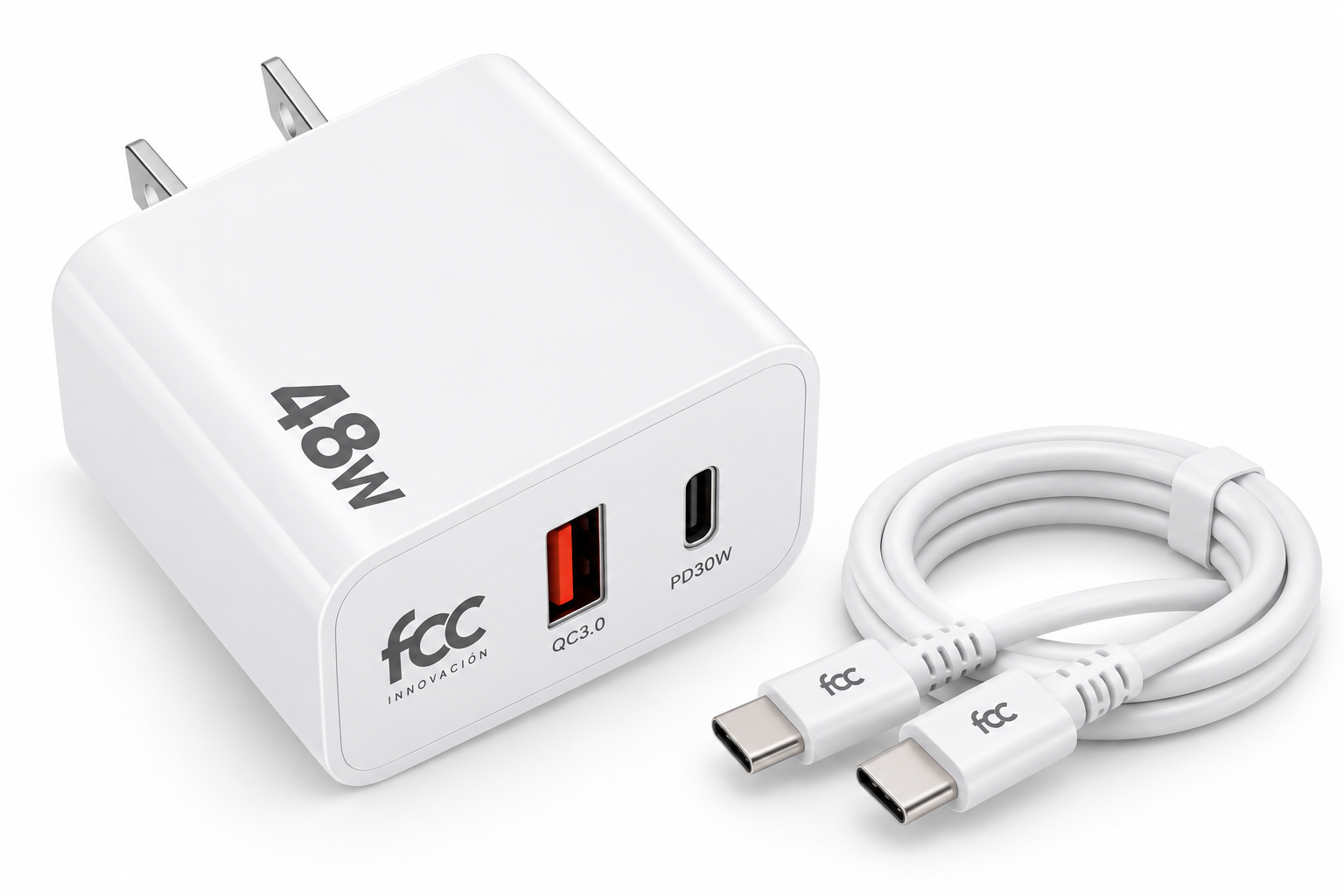 Adaptador de Carga USB-C y USB con Cable 48 W