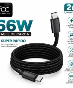 Cable USB-C a USB-C 2 Metros Carga Rápida 66W - Imagen 3