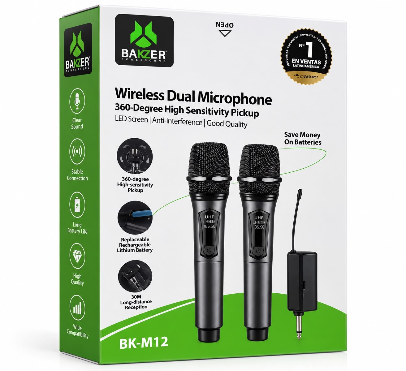 Micrófono Inalámbrico Dual para Karaoke Bakzer M12 - Imagen 2