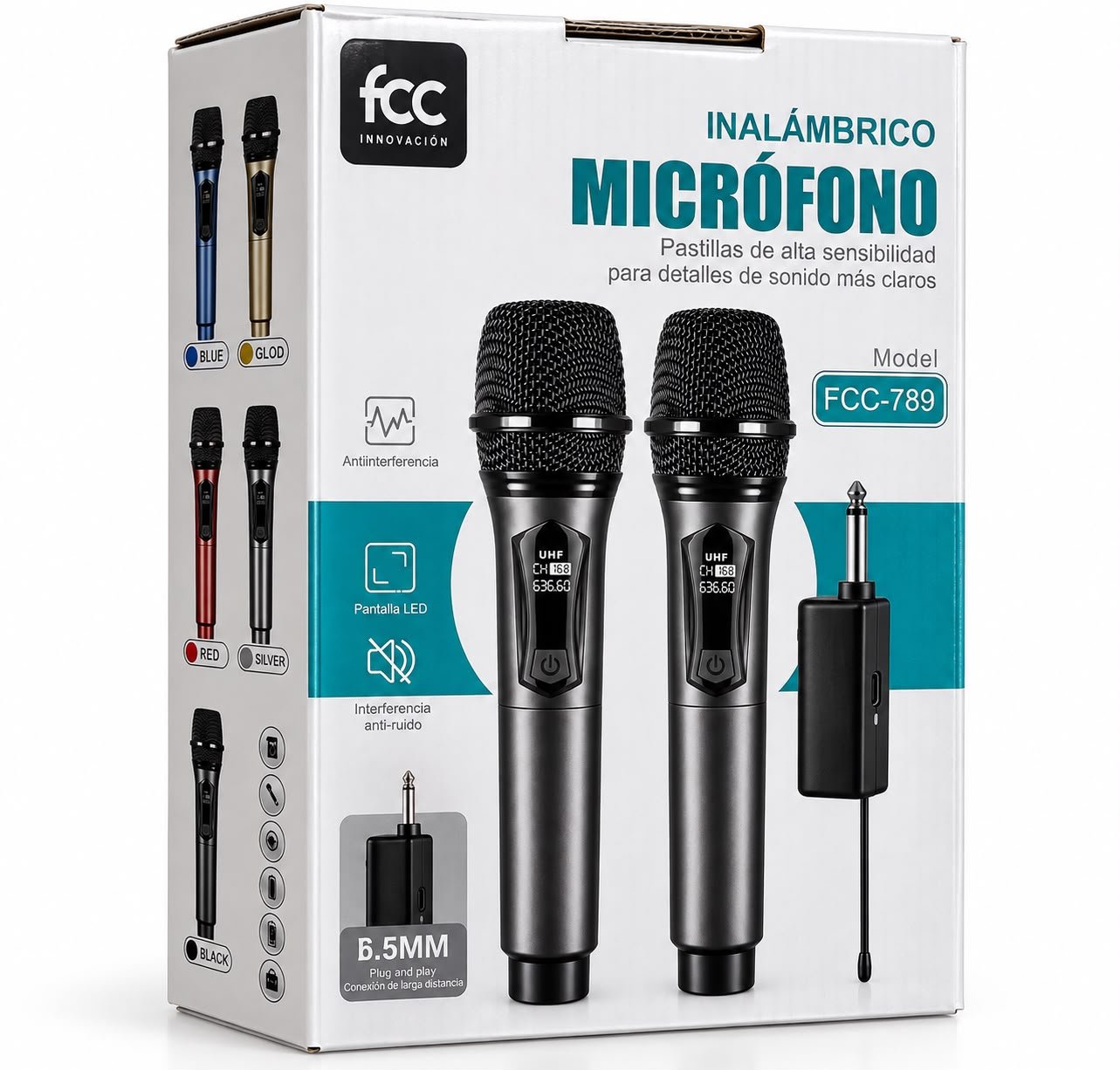 Set de 2 Micrófonos Inalámbricos Recargables con Batería Interna - Imagen 3